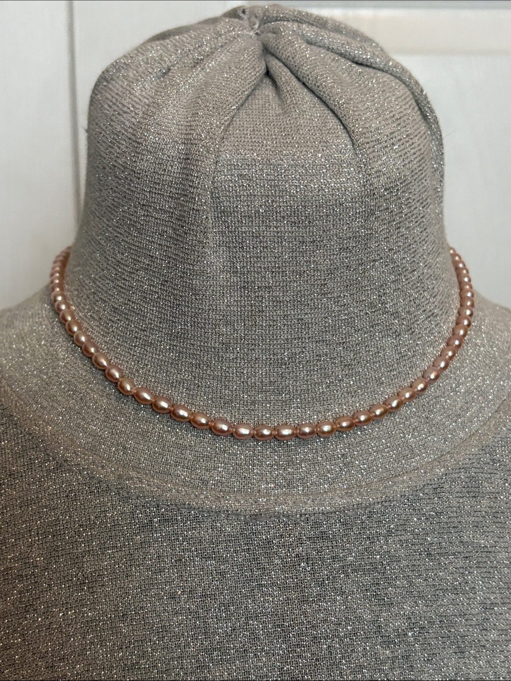 Classic Rose Genuine Freshwater Pearl Choker Necklace with Sterling 925 Clasp